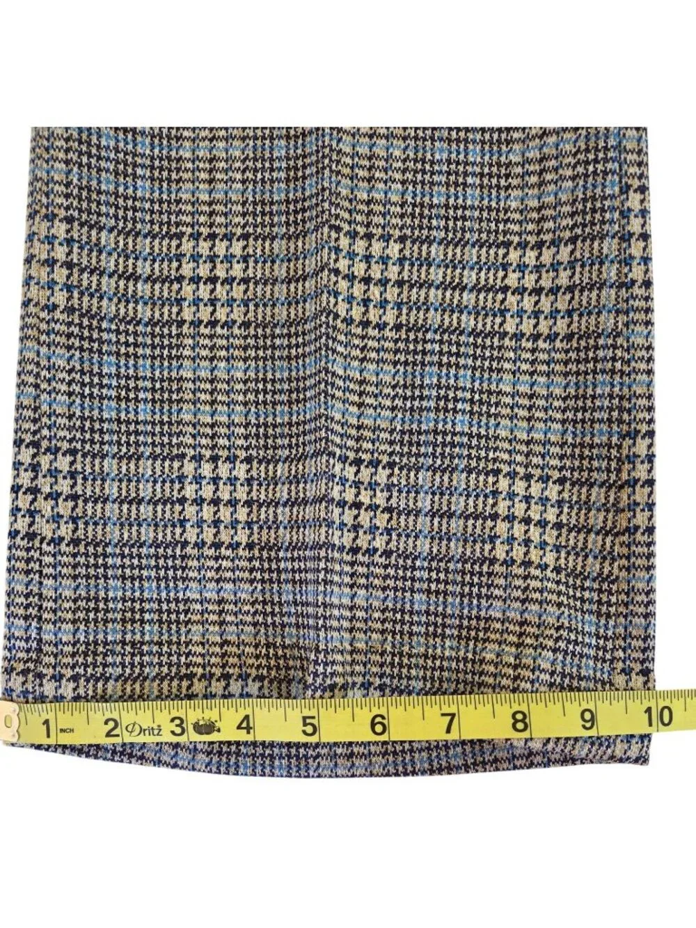 Vtg 70's Mens Houndstooth Flared Dress Pants Trousers Blue & Black Retro 40x28